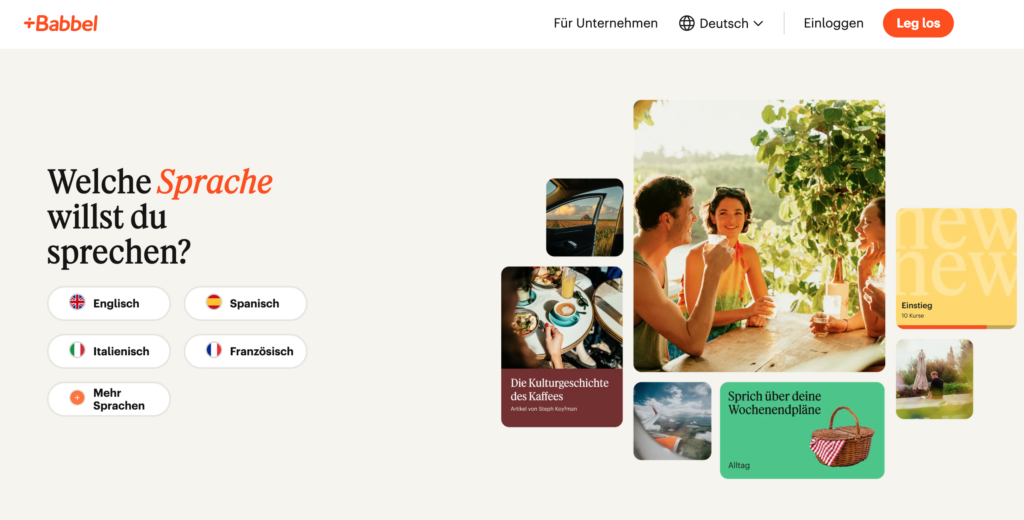 Babbel Webseite
