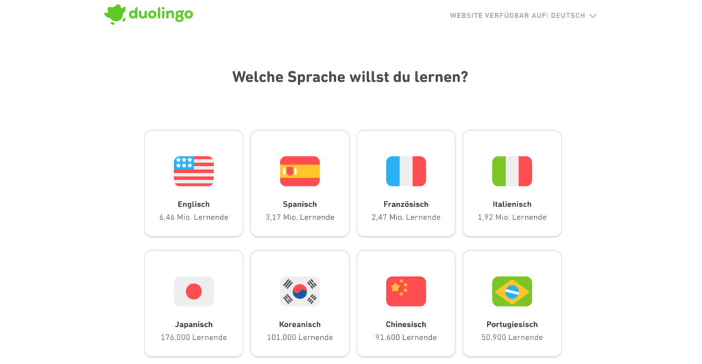 duolingo Webseite