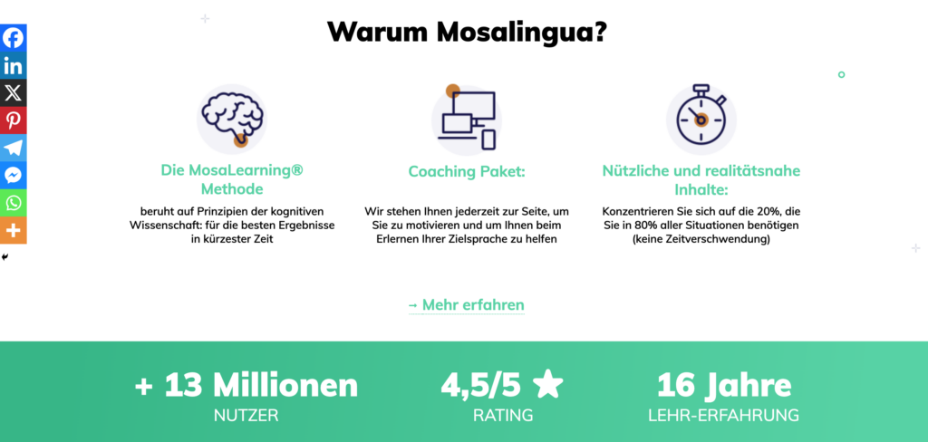 MosaLingua Webseite