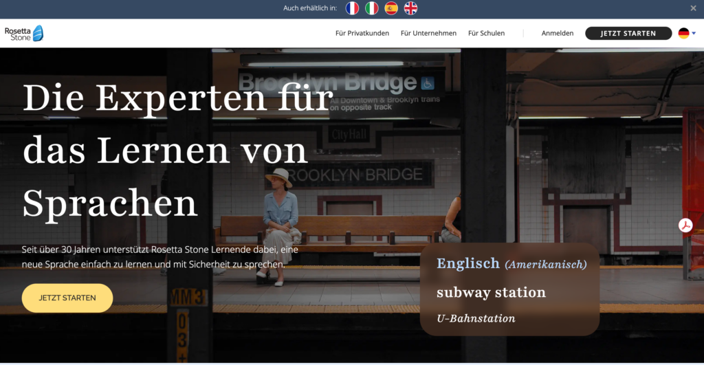 Rosetta Stone Webseite