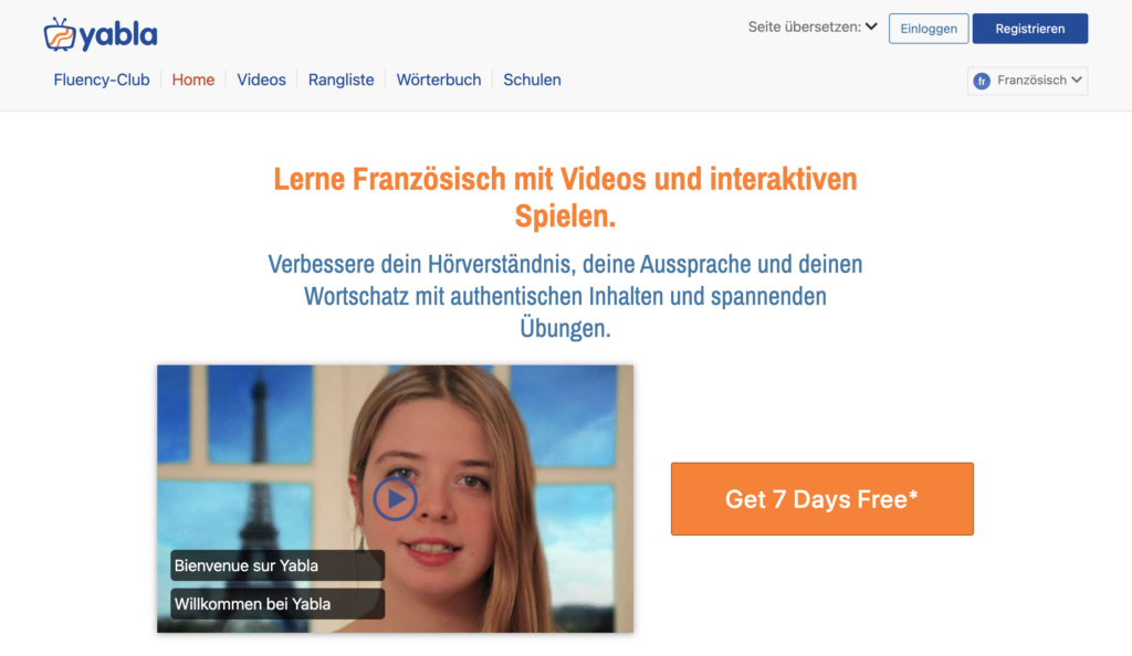 Yabla Webseite